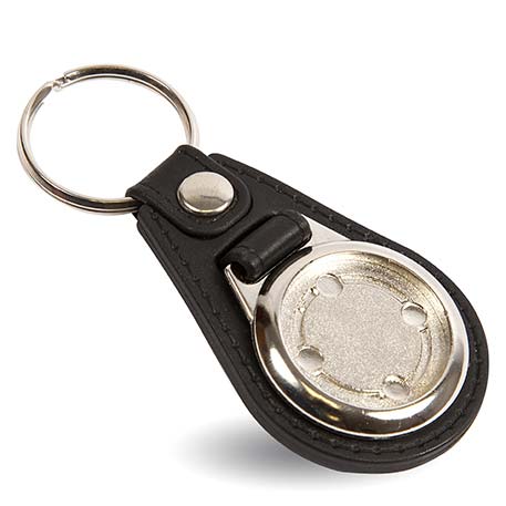 Round Blank Medallion PU Leather Photo Insert Keyring - 25mm