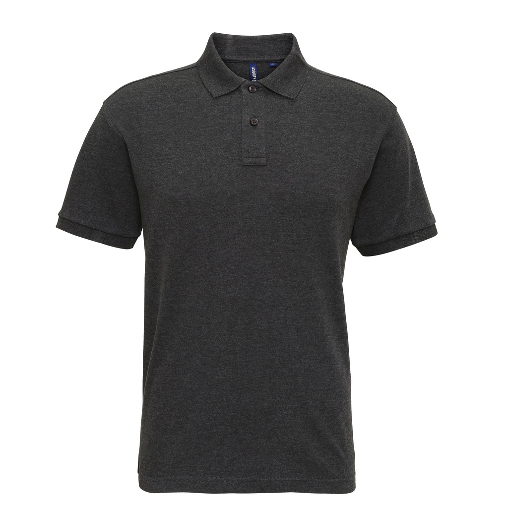  Mens super smooth knit polo - Heather Black