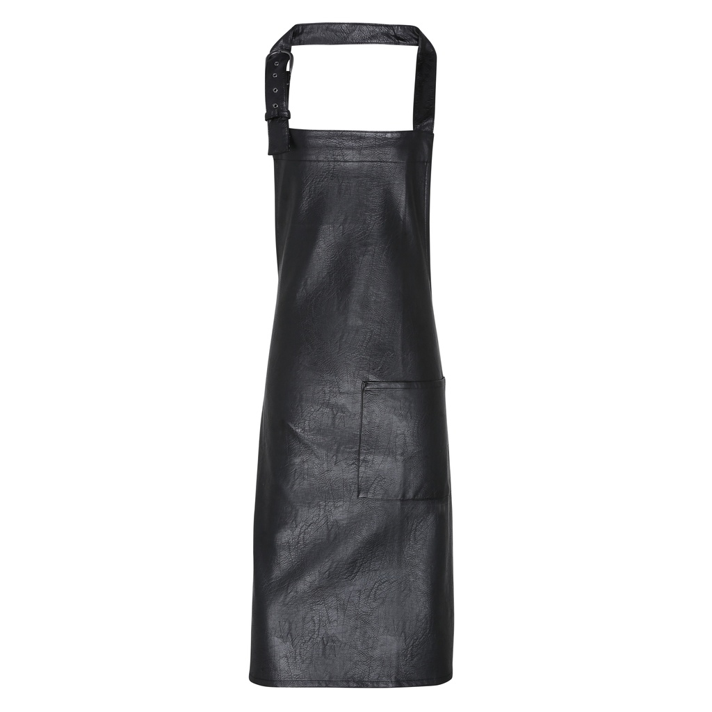 Faux leather bib apron 