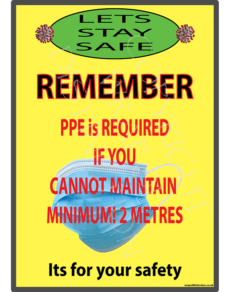 Lets Stay Safe PPE A4 vinyl self adhesive sign