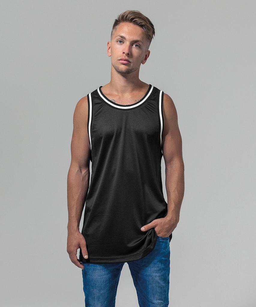 Mesh Tank top piped WBY009 Black