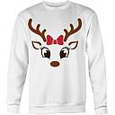 Christmas Cute girl reindeer sweatshirt -white