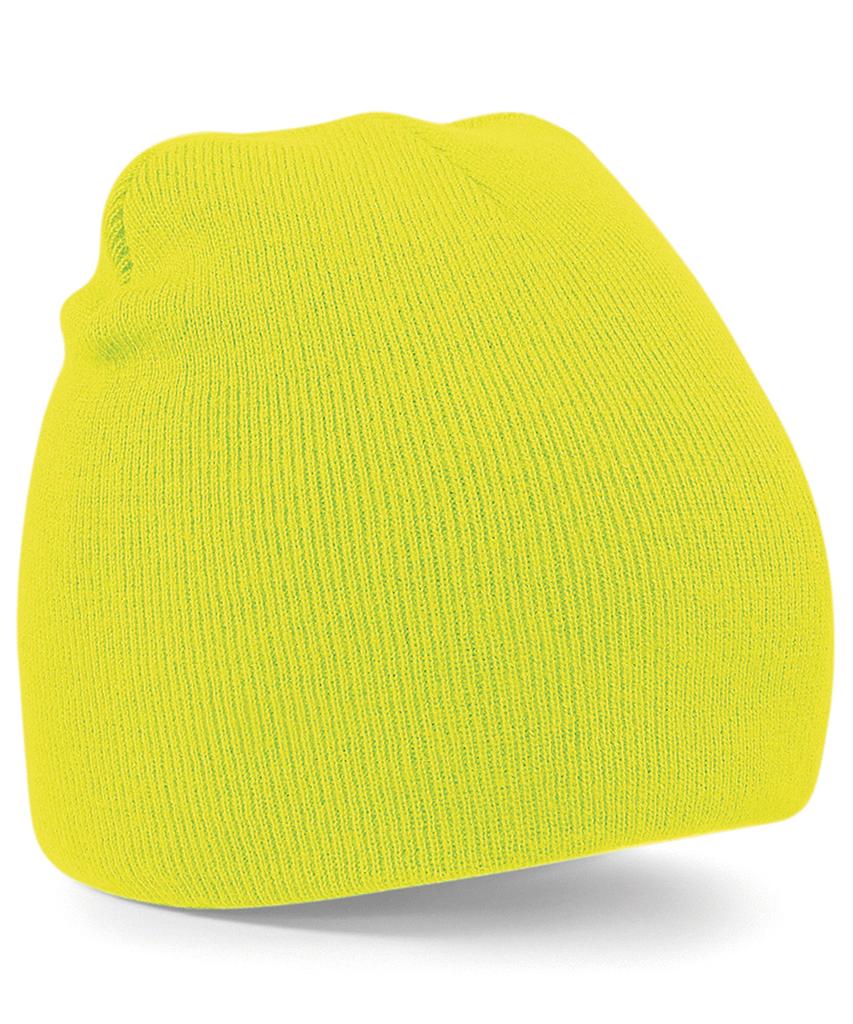 Two-tone pull-on beanie WBC044 Fluorescent Yellow