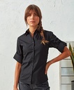 Women's roll sleeve poplin blouse Black WPR306