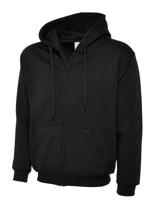 Adults Classic Full Zip Hooded Sweatshirt Black WUC504