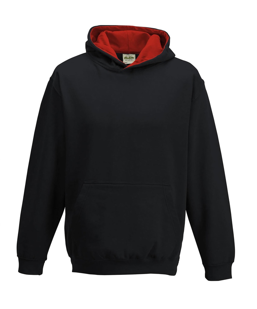 Kids varsity hoodie Jet Black/Fire Red - WJH03