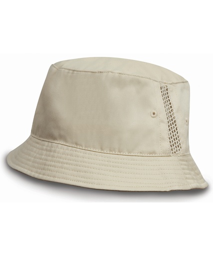 [RC45X NAT] Deluxe washed cotton bucket hat with side mesh panels