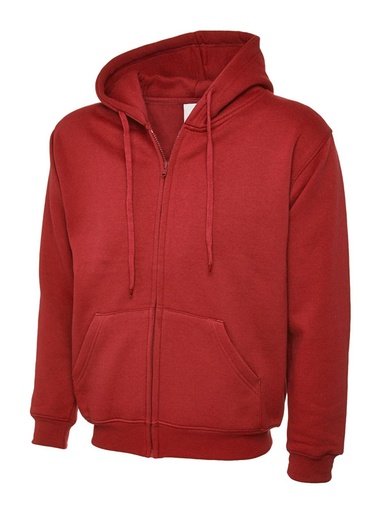 Adults Classic Full Zip Hooded Sweatshirt Red WUC504