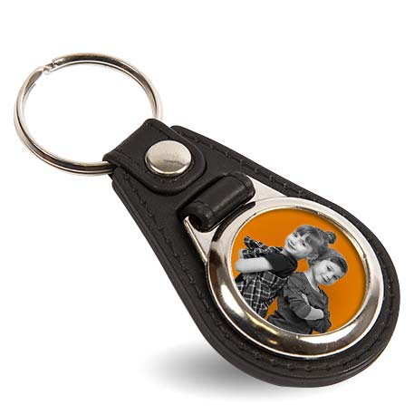 Round Blank Medallion PU Leather Photo Insert Keyring - 25mm